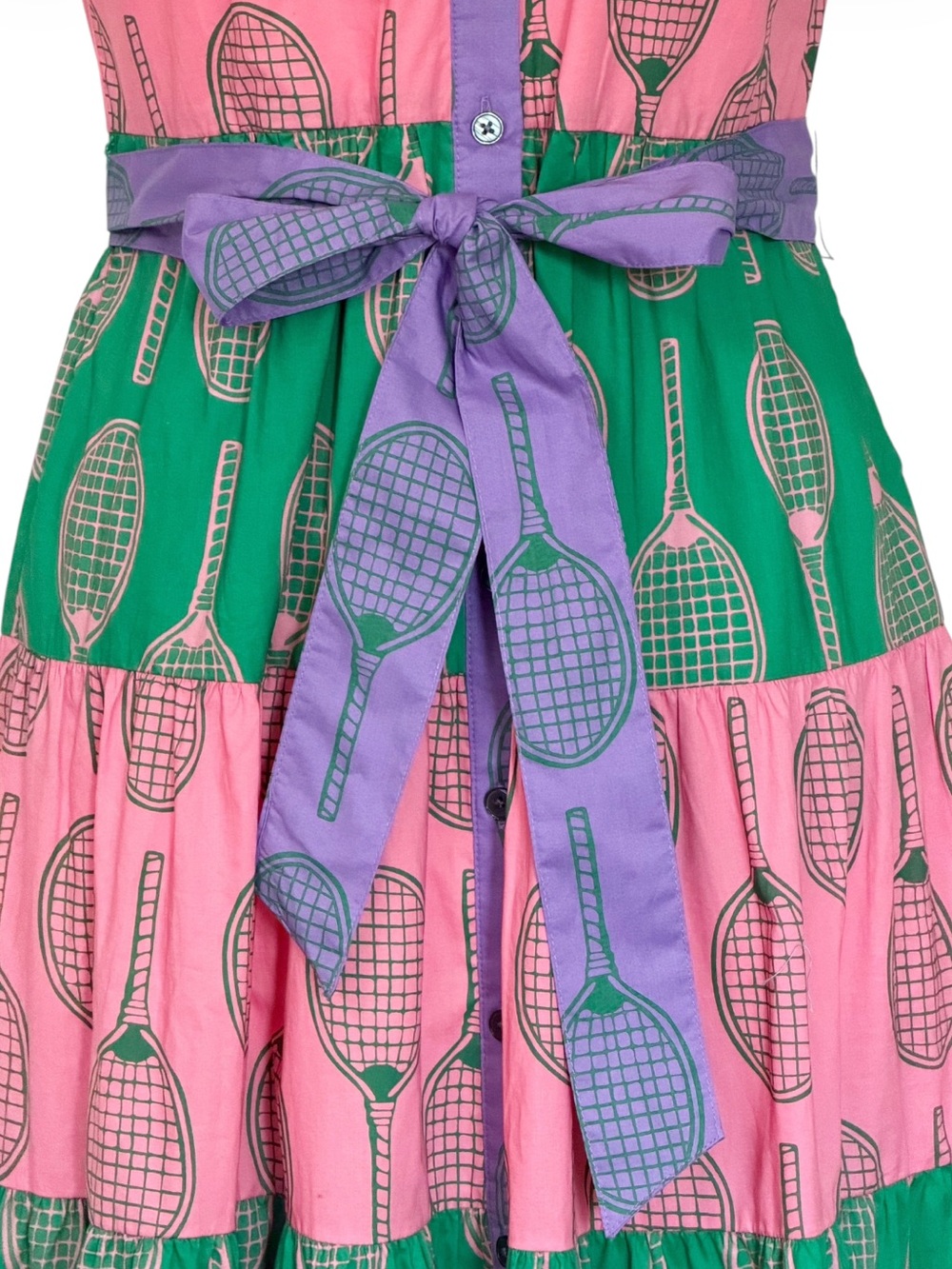 Boden Multi Tiered Shirt Maxi Dress Tennis Print Size US 4 - Picture 5 of 12